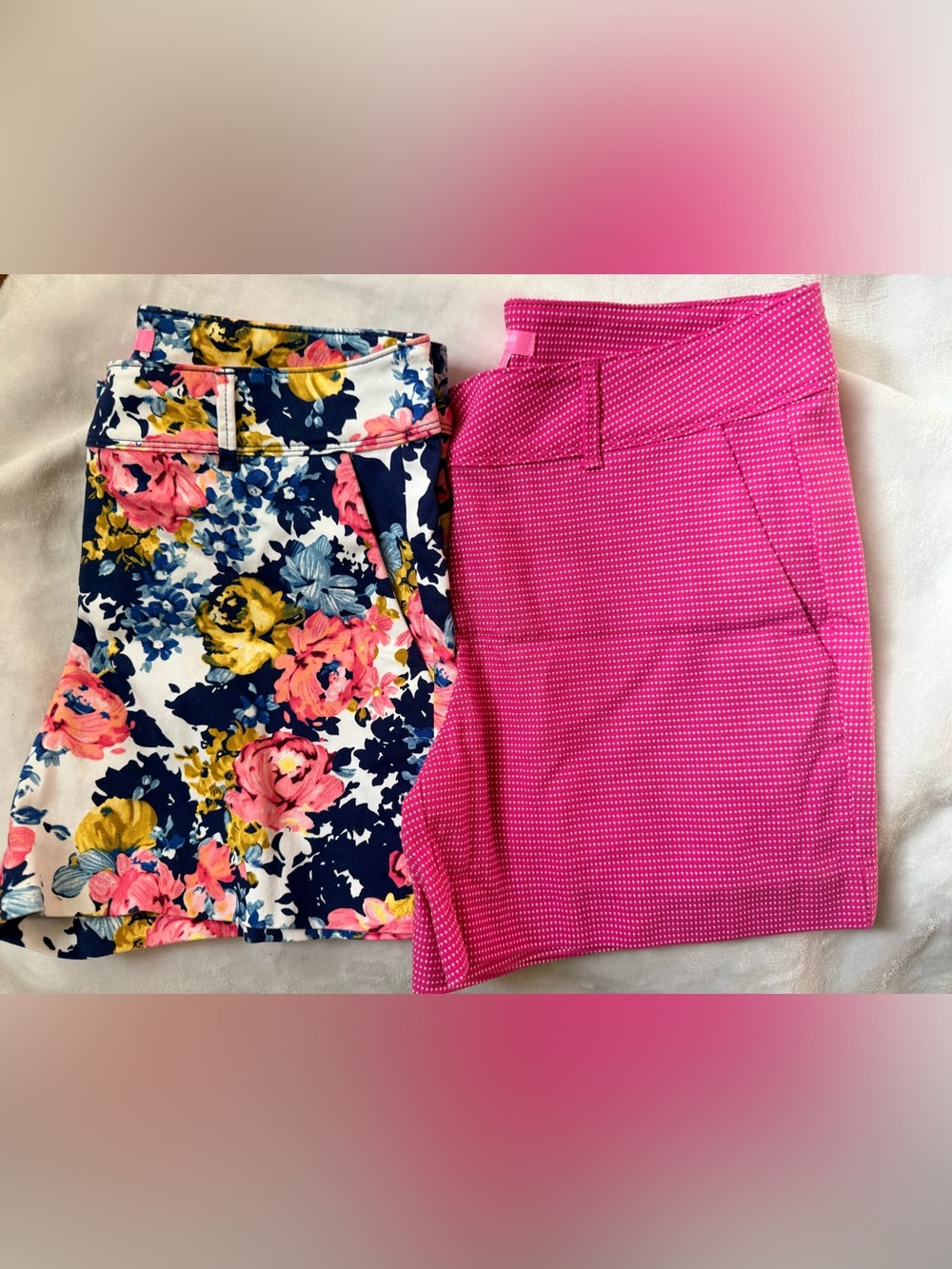 Isaac Mizrahi Navy Floral & Bright Pink Bermuda Shorts Set